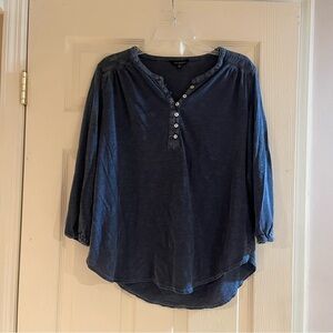 Women’s Lucky Brand Quarter Button Up Blue Blouse Size Large